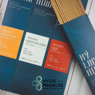 Nhang/Hương Thảo Mộc Hỷ Lạc Hương Hygie - Thanh khiết, ấm áp, làm sạch không khí., được làm từ các loại lá thảo dược chứa tinh dầu. rụng tàn tự nhiên, ít khói, khói nhẹ mau tan