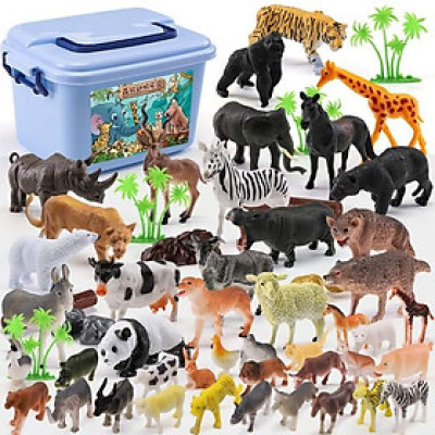 Thùng Động Vật 58 Chi Tiết Con Vật Giúp Bé Nhận Biết Thế Giới Xung Quanh - Mô Hình Đồ Chơi Động Vật 58 Chi Tiết- Orgavil