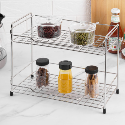 Kệ để gia vị 2 tầng bằng inox, kệ inox nhà bếp 