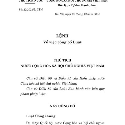 Luật công chứng năm 2024