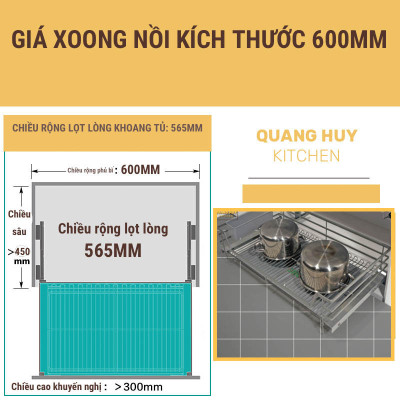 Giá xoong nồi tủ dưới inox sơn Nano bảo hành 10 năm không han gỉ thương hiệu Grob