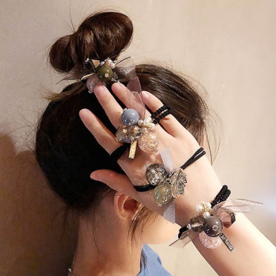 Dây buộc tóc nữ pha lê cao cấp [Set 5 dây] NASI sang trọng dễ thương phong cách hàn quốc thun cột tóc nữ co giãn tốt phụ kiện tóc