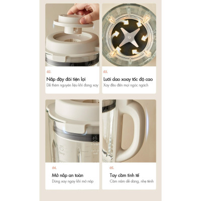 Máy làm sữa hạt Bear PBJ-D10T1 1.75L - Công suất 1000W, có chế độ nóng và dùng đá, Hàng chính hãng