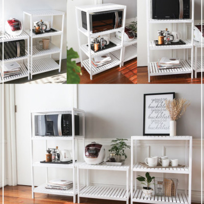 KỆ GỖ ĐỂ LÒ VI SÓNG 2 TẦNG HÀN QUỐC MÀU TRẮNG - OVEN RACK 2F WHITE