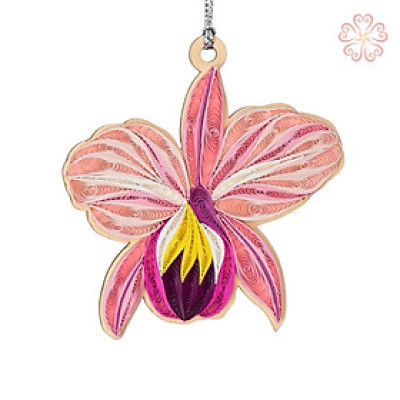 Ornament Nghệ Thuật Làm Thủ Công Từ Giấy Xoắn Size 6.5x6.5 Model Hoa Lan