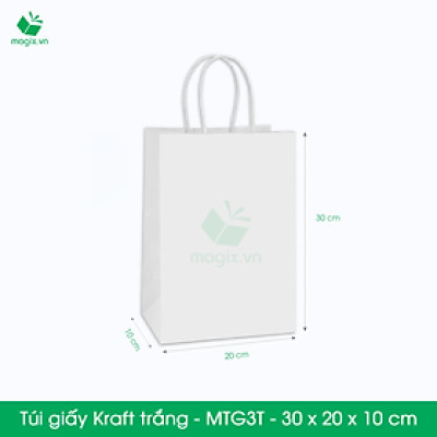MTG3 MTG3T - 30x20x10 cm - Combo 100 túi giấy Kraft Nhật cao cấp