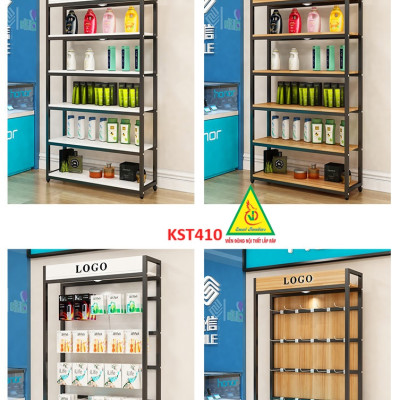 Kệ trưng bày sản phẩm, hàng hóa , kệ trang trí khung sắt mặt gỗ KST410 - Nội thất lắp ráp Viễn Đông Adv
