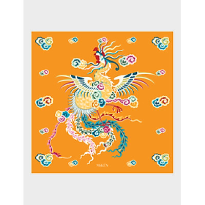 Khăn lụa tơ tằm vuông cuốn biên thủ công Phượng 90x90cm