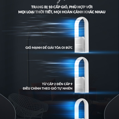 Máy Lọc Không Khí Bù Ẩm ULTTY SKJ-CR022 Dạng Quạt, Diệt Khuẩn Bằng Tia UV, Chế Độ Làm Mát 9 Cấp, Bộ Lọc HEPA H13 Loại Bỏ 99,97% Bụi Mịn, Vi Khuẩn, Virut, Bù Ẩm 3 Cấp - Hàng Chính Hãng