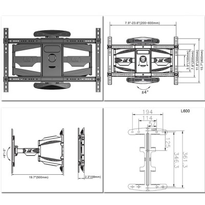 Giá Treo Tivi Gắn Tường Góc Xoay 360 độ - Nhập Khẩu | Dùng cho tivi 45-70"