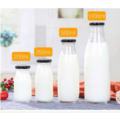 Chai Thủy Tinh Đựng Sữa Hạt, Nước Ép, Trà Sữa - Nắp Thiếc, Nắp Nhôm, Nắp Nhựa 300ml, 500ml - HÀNG CHÍNH HÃNG MINIIN