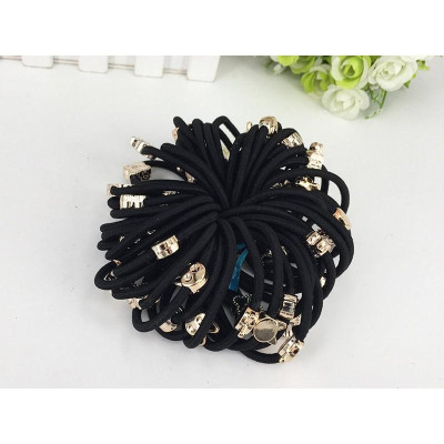 Dây Cột Tóc Đen Co Giãn Tốt Nhiều Hình (Set 100 Dây)