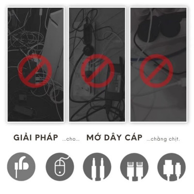Phụ kiện giữ dây cáp sạc Giá Silicon mini cố định dây cáp sạc cho các thiết bị điện tử trên bàn làm việc - Hàng Chính Hãng