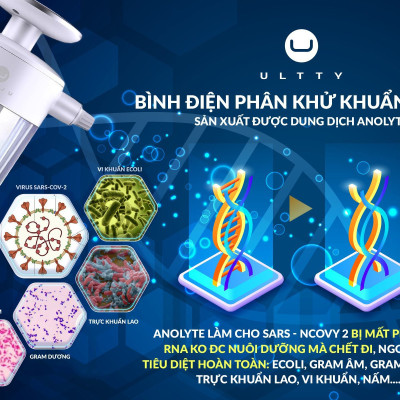 Bình điện phân diệt khuẩn Ultty – Sản xuất Anolyte - Hàng chính hãng
