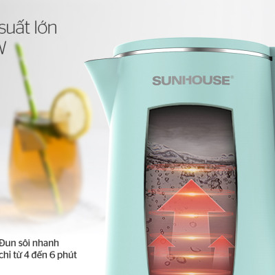 [Hàng Chính Hãng]  Ấm Siêu Tốc Inox 2 Lớp Sunhouse SHD1351 1.8 Lít - Bảo Hành 12 Tháng Toàn Quốc