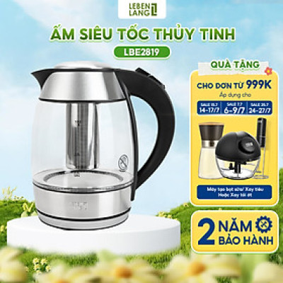 Ấm siêu tốc thuỷ tinh 1,8lit Lebenlang LBE2819 (hàng chính hãng)