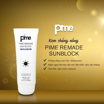 Kem Chống Nắng Chuyên Sâu Ngăn Chặn Tia Cực Tím Bảo Vệ Da, Dưỡng Ẩm, Nâng Tông  Giúp Trắng Hồng Pime Remade Sun Block UV SPF 50+PA++++ 60g