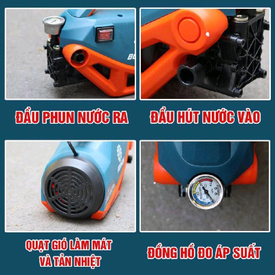Máy Rửa Xe Gia Đình BOSHUN BS-PW2800W, Công Suất 2800W, Dây Xịt Dài 12M - Bảo Hành Chính hag