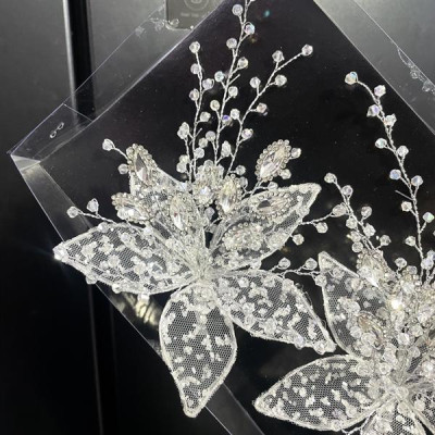 Cài tóc cô dâu kim sa trắng đính đá mẫu mới