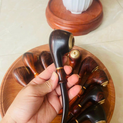 Tẩu hút thuốc gỗ trắc đỏ đen kt 4.5×17.5cm