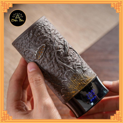 Lư điện lư xông trầm điện gốm lư đốt trầm hương trầm nụ làm quà tặng, đồ thờ cúng phong thủy shop Diệu Tâm- lư tích điện nâu