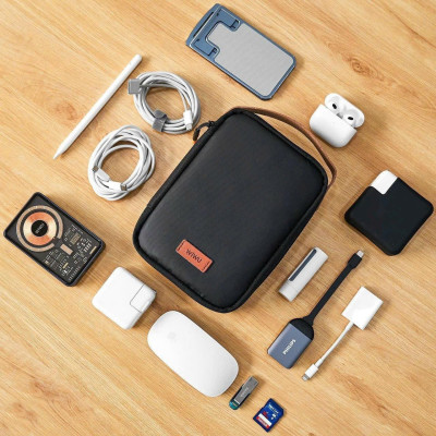 Túi xách đựng phụ kiện đồ công nghệ, chia nhiều ngăn đựng sạc , cáp , chuột , pin dự phòng WI WU Minimal tech pouch - Hàng nhập khẩu