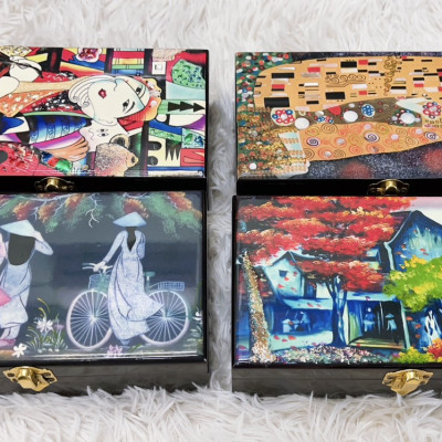 Hộp nữ trang Sơn Mài Cao Cấp 12x20x6 cm đựng đồ trang sức, vật dụng nhỏ xinh, trang trí, quà tặng ý nghĩa