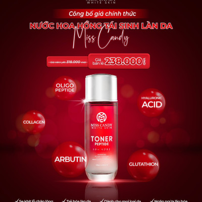 Bộ 5 Sản Phẩm Trắng Da Mờ Thâm, Sạm, Nám, Tàn Nhang MISS CANDY Gồm: Serum HA Peptide 30ml + Kem Nám Sâm Nhung Hoàng Kim 25g + Kem Dưỡng Trắng Da Face Nano 30g + Kem Chống Nắng Dưỡng Trắng Da 50g + Nước Hoa Hồng Tái Sinh Làn Da 120ml - Gia Tuệ House