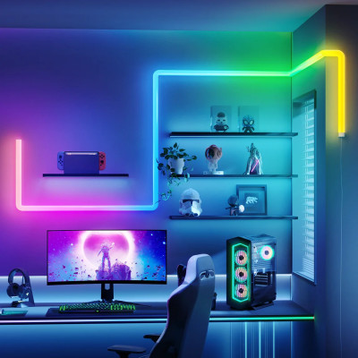 Thanh Đèn LED lắp ghép Govee Glide Wall Light H6062 (3D) | Thiết kế 3D bo góc tường độc đáo, Hiệu ứng chạy màu sắc nét