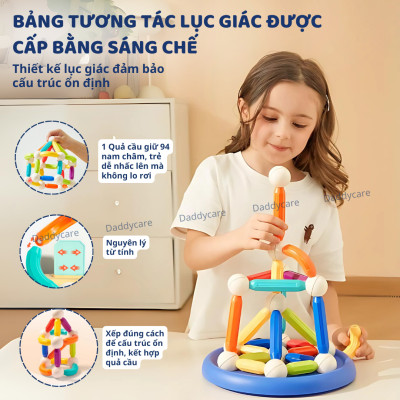 Bộ xếp hình nam châm, đồ chơi lắp ghép cho bé Mideer Rainbow Magnetic Building Stick