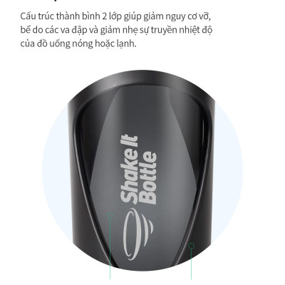 Bình lắc Lock&Lock 800ml Balance Shake It Bottle màu đen HAP949BLK - Hàng chính hãng có quai xách và thanh đo dung tích - JoyMall