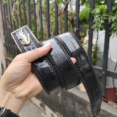 Nịt cá sấu mặt khóa hình cá sấu thép ko gỉ. Da Bụng Liền Tấm Đan Viền!