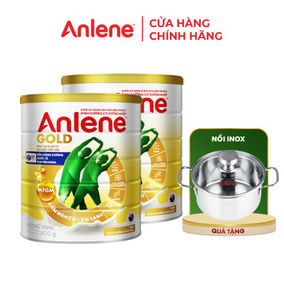 Combo 2 TPBS Anlene Gold hương vani 800g tặng nồi inox