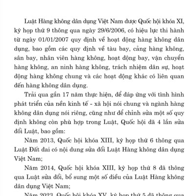 Luật hàng không dân dụng Việt Nam (hiện hành) (sửa đổi bổ sung năm 2013, 2014, 2023)