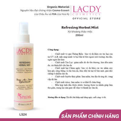 Xịt khoáng thảo mộc se khít lỗ chân lông, chống ô nhiễm da, ngăn ngừa lão hóa - L524 REFRESHING HERBAL MIST