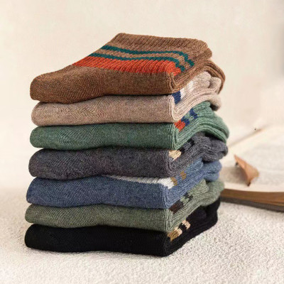 Set 5 đôi tất vớ nam cổ trung sọc ngang nhiều màu sắc, chất liệu cotton khử mùi thoáng khí