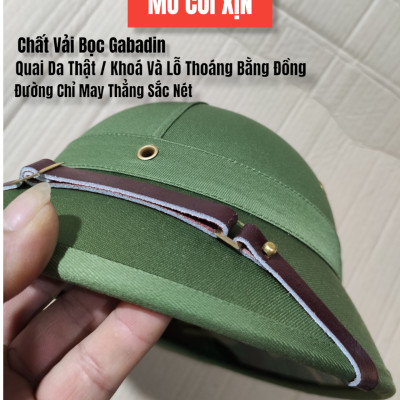 ( HÀNG CAO CẤP ) MŨ CỐI XỊN VẢI BỌC GABADIN QUAI DA THẬT LÒNG CỐT PHÍP GIÀN GI XANH CHỊU MƯA CHỊU NẮNG CHỊU VA ĐẬP