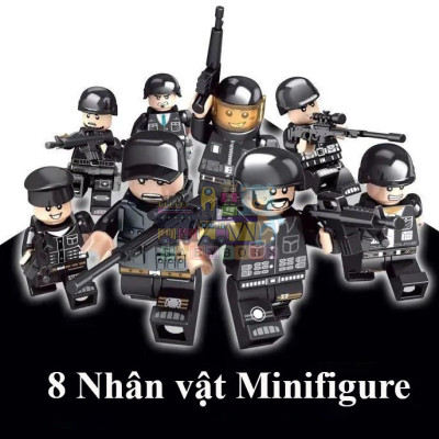 Đồ chơi lắp ráp SWAT 8 trong 3 – Biến hình xe quân sự, robot, trực thăng – 820 chi tiết – 51 mô hình sáng tạo – Quà cho bé trai 6+