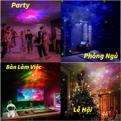 Đèn Phi Hành Gia Cao Cấp Có Loa Bluetooth Và Điều Khiển Chiếu Bầu Trời Sao, Dải Thiên Hà Và Ánh Trăng Trang Trí Decor