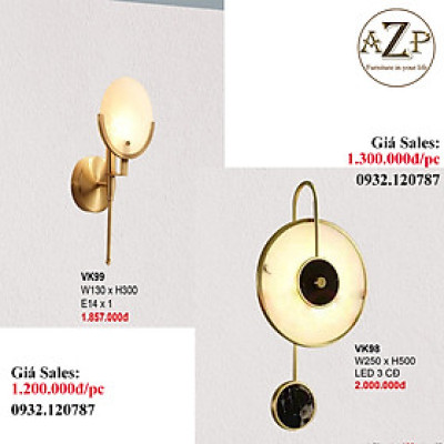 AZP - ĐÈN ỐP VÁCH / ĐÈN TRANG TRÍ / ĐÈN TREO TƯỜNG PHÒNG KHÁCH, PHÒNG NGỦ, NHÀ HÀNG, KHÁCH SẠN AZP-VK98 / VK99 phong cách đương đại, hàng nhập khẩu AZP