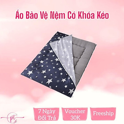 Áo Bảo Vệ Nệm Bông Xuất Nhật Loại 2 Mặt Có Khóa Kéo [Đủ size] - Giao Màu Ngẫu Nhiên
