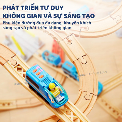 Mô hình lắp ráp đường ray tàu hỏa kèm âm thanh Mideer Mideer Train Track Building Blocks