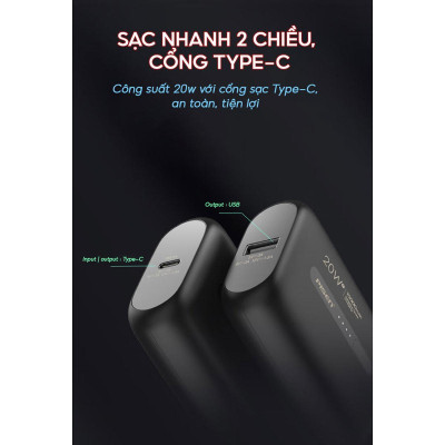 Sạc Dự Phòng Pisen Quick - Power Tiny 20W 10000mAh - Pisen TS-D304 - Màu Trắng