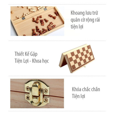 Cờ Vua Gỗ - Cờ Vua Cao Cấp Rộng 29cm*29cm - Đồ Chơi Bằng Gỗ Tự Nhiên Chính Hãng miDoctor