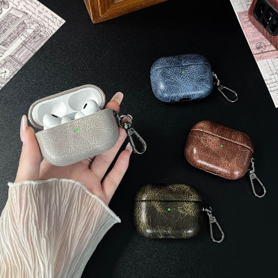 Bao Case da PU dầu cho Airpods Pro 2 / Airpods 4 - Hàng Chính Hãng