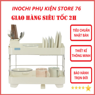 Kệ Đựng Chén Bát Tokyo 2 Tầng Khung Được Làm Bằng Inox Cao Cấp Cực Kì Chắc Chắn - Chính Hãng Inochi ( Tặng kèm khăn lau chén bát pakasa)