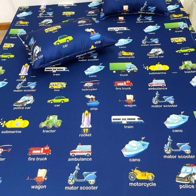 Ga chống thấm nước Cotton LoveMama mềm mại thoáng mát họa tiết xe ô tô