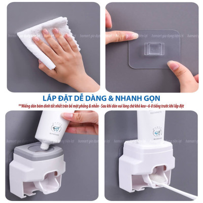 Kệ Nhả Kem Đánh Răng Để Bàn Chải 2in1 Dán Tường Nhà Tắm Kèm Miếng Dán Siêu Dính Tiện Lợi