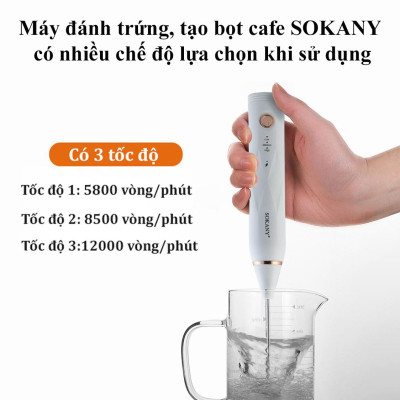 Máy đánh trứng, tạo bọt sữa cafe SOKANY thiết kế cầm tay cỡ nhỏ tiện dụng cho gia đình - SK201A - HÀNG CHÍNH HÃNG - DELIYA