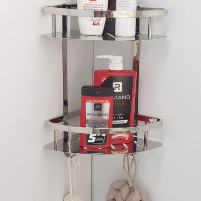 Kệ góc đôi phòng tắm Inox SUS 304Eurolife EL-KG2 (Trắng bạc)